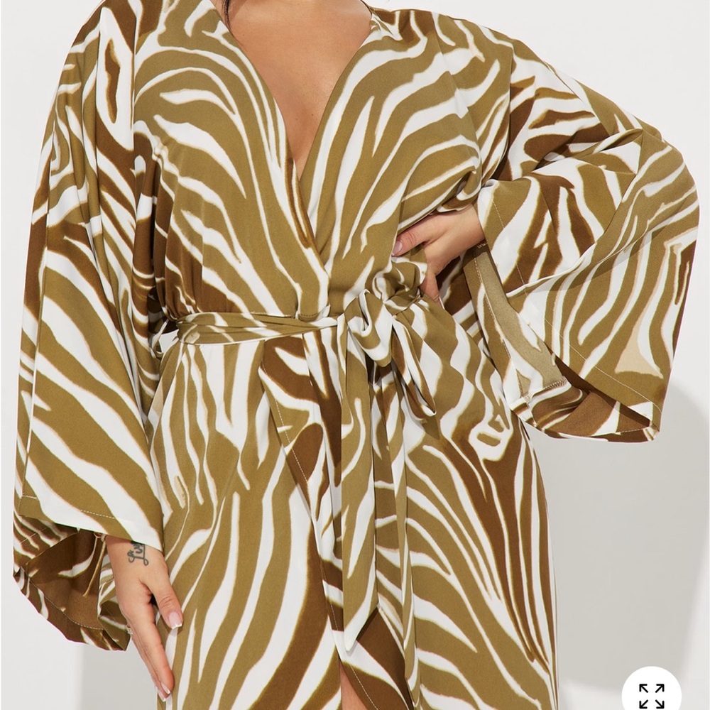 Fashion Nova Zebra Print Dress - Brown and White